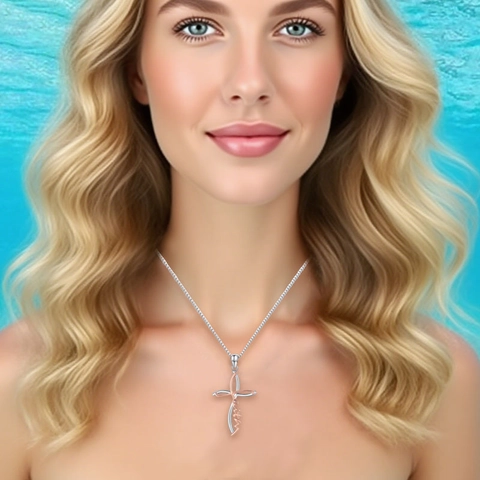 Double Color Cross Faith Letter Pendant Necklace And Earrings Alloy Rhinestone Religious Jewelry For Women Couples