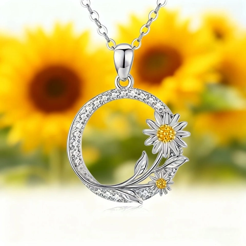 Hohle Runde Sonnenblume Anhänger Halskette Legierung Strass Gänseblümchen Ohrringe Schmuck Set Für Damen Täglich Urlaub Schmuck