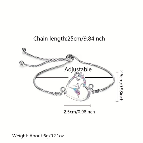 Elegant Alloy Rhinestone Heart Ballet Girl Jewelry Set With Necklace Bracelet Silver Dancing Girl Silhouette Jewelry For Women Girls Birthday Gift
