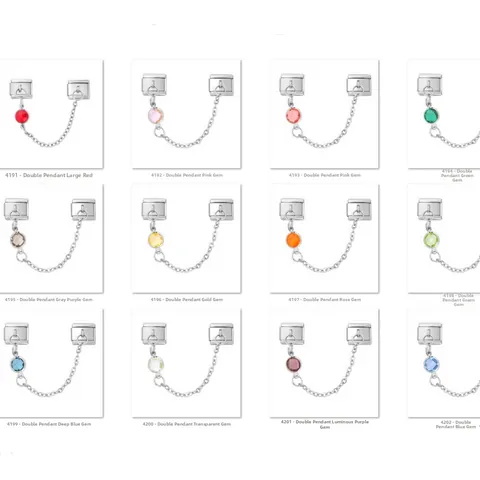 Stainless Steel Italian Charm Safety Chain For Bracelet DIY Jewelry Accessories Round Cut Stone Double Link Connector Charm