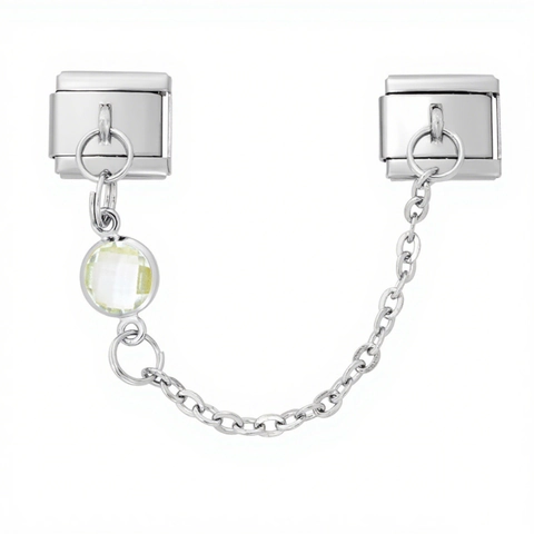 Stainless Steel Italian Charm Safety Chain For Bracelet DIY Jewelry Accessories Round Cut Stone Double Link Connector Charm