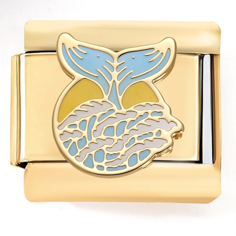Gold Plated Stainless Steel Italian Charm Link For DIY Modular Bracelet Enamel Bee Cat Animal Science Poker Jewelry