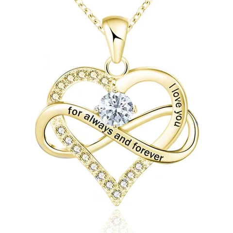 Collana con Pendente a Cuore Infinito in Argento Sterling 925 Dodici Pietre Natidale Incisione I Love You Regalo Gioielli per Donna