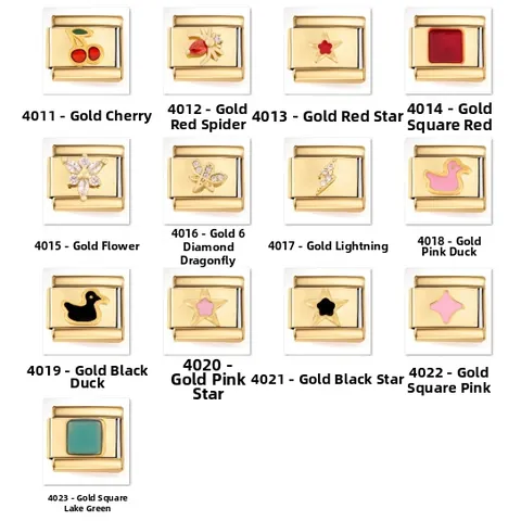 Stainless Steel Italian Charm Bracelet Links Gold Plated Enamel Zirconia DIY Modular Jewelry Charm Link For Women Men Gift