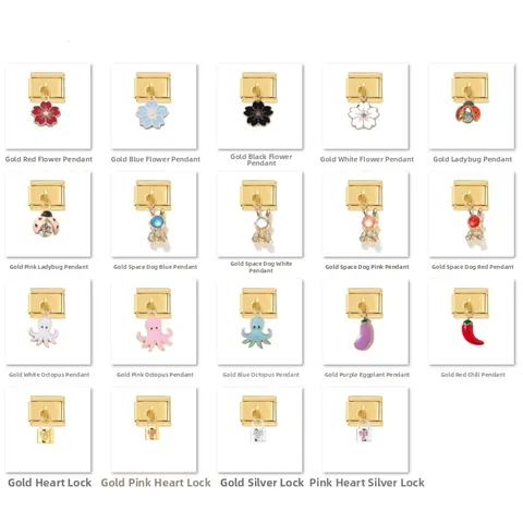 Italian Charms Modular Bracelet Links Stainless Steel DIY Enamel Flower Animal Heart Pendant For Women Jewelry Making