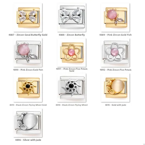 Breloques Italiennes en Acier Inoxydable 304 Maillons de Bracelet Modulaires Zirconia Papillon Poisson Rouge Fleur Pour Création Bijoux DIY Femmes