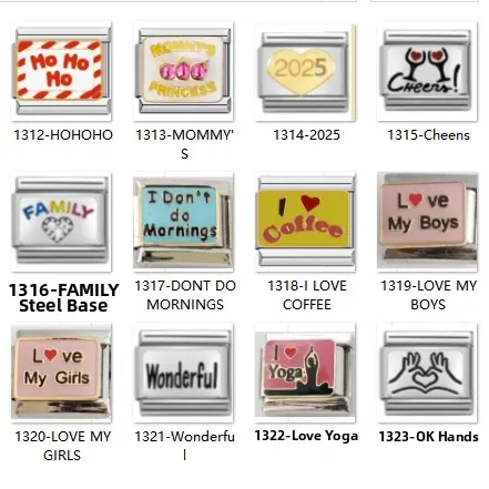 Italian Charm Links Stainless Steel Modular Bracelet DIY Jewelry Enamel Heart Coffee Family Letters Metal Charms For Women Men