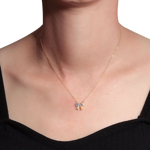925 Sterling Zilver Strik Hanger Zirkonia Sieraden Voor Vrouwen Mode Cadeau (Alleen Hanger Zonder Ketting)