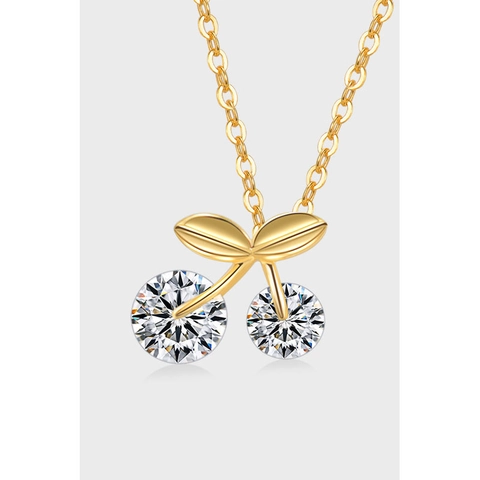 Dainty 925 Sterling Silver Zirconia Cherry Pendant Only Without Chain Platinum Gold Plated Small Fruit Jewelry For Women