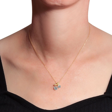 Dainty 925 Sterling Silver Zirconia Cherry Pendant Only Without Chain Platinum Gold Plated Small Fruit Jewelry For Women