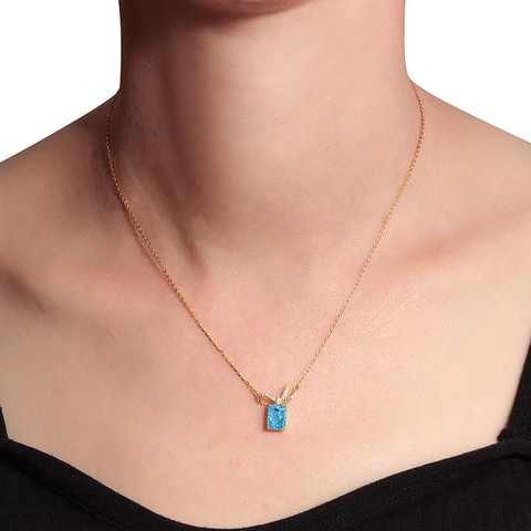 925 Sterling Silver Bowknot Necklace Rectangular Zirconia Ice Flower Cut Elegant Women Jewelry Gift Gold Platinum Plated