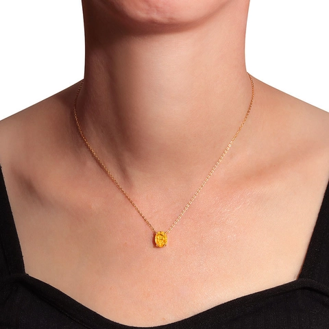 925 Sterling Silver Oval Zirconia Pendant Necklace For Women Elegant 18K Gold Platinum Plated Gemstone Solitaire Jewelry