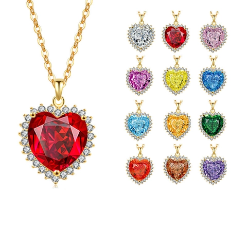 925 Sterlingsilber Herz Anhänger Halskette Mit Funkelndem Zirkonia Platin 18K Vergoldeter Schmuck Für Damen Valentinstag Geschenk