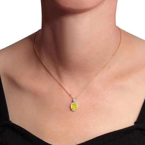 Elegant 925 Sterling Silver Oval Cut Zirconia Halo Pendant Necklace Gold Silver Tone Women Wedding Jewelry No Chain