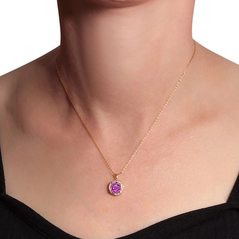 925 Sterling Silver Halo Pendant Necklace With Round Cut Zirconia Elegant Jewelry For Women Daily Banquet Gift