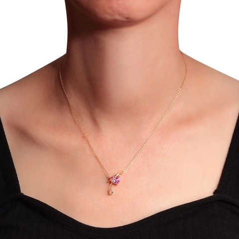 925 Sterling Silber Herz Anhänger Halskette Für Damen Zirkonia Schleife Charm Platin 18K Vergoldet Mode Schmuck Valentinstag Geschenk