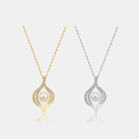 925 Sterling Zilveren Parel Hanger Halsketting Voor Vrouwen Elegant Opengewerkt Waterdruppel Zirkonia Ingelegd Sieraden Cadeau Zonder Ketting