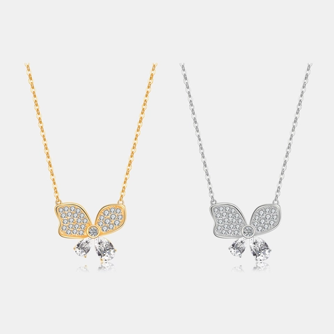 925 Sterling Zilver Vlinder Hanger Ketting Voor Vrouwen Fonkelende Zirkonia Ingelegd Verstelbare Kruis Ketting Sieraden Cadeau