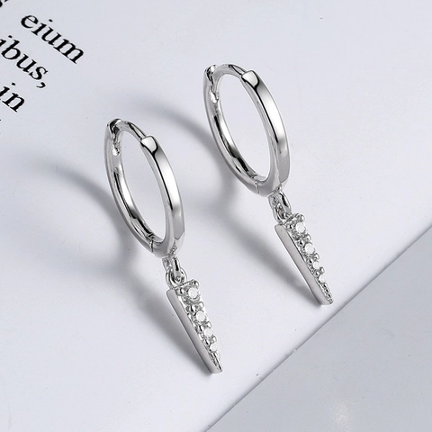 925 Sterling Silver Spike Hoop Earrings For Women Micro Pave Zirconia Cone Pendant Dangle Earrings Punk Fashion Jewelry