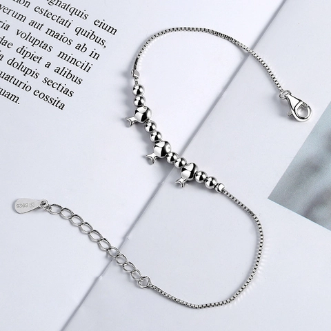925 Sterlingsilber Minimalistisch Kleiner Fisch Charm Armband Für Damen Verstellbare Venezianerkette Mit Polierten Perlen Schmuck
