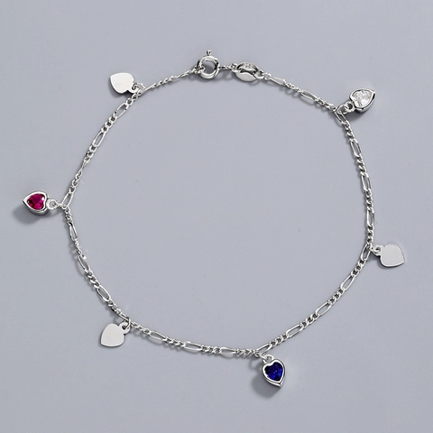 Pulsera con Dijes de Corazón y Concha de Plata de Ley 925 para Mujer Estilo Coreano Cadena Figaro Circonita Joyería