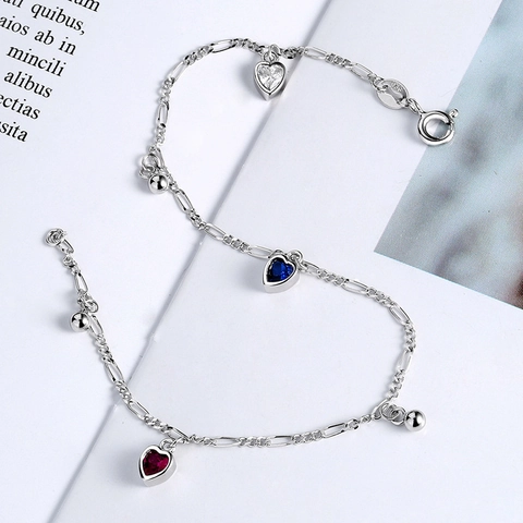Pulsera con Dijes de Corazón y Concha de Plata de Ley 925 para Mujer Estilo Coreano Cadena Figaro Circonita Joyería