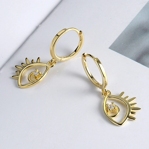 925 Sterling Zilver Boze Oog Oorbellen Voor Vrouwen Witte Zirconia Ingelegde Turkse Oog Hanger Sieraden Cadeau Goud Zilver Verguld