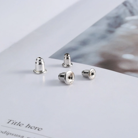 925 Sterling Silver Earring Backs Stoppers Bullet Shape Earring Backings Earnuts For Stud Earrings Jewelry Making Findings