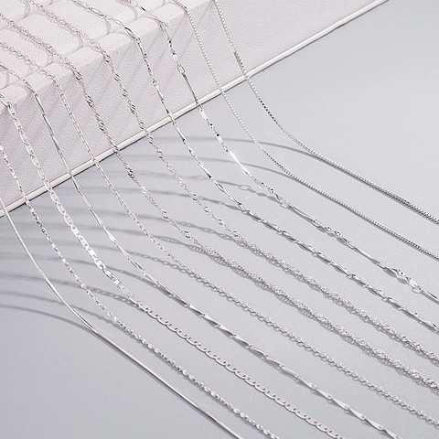 925 Sterling Silver Necklaces For Women Box Water Wave Snake Cross Melon Seed Link Chain Necklace Italy S925 Clavicle Jewelry