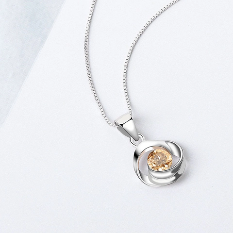 925 Sterling Zilveren Bloemenwerveling Hanger Ketting Voor Vrouwen Eenvoudige Koreaanse Zirkonia Venetiaanse Schakel Sieraden