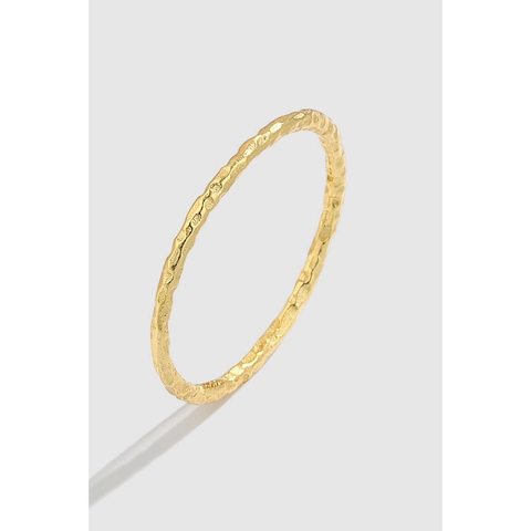 Minimalist S925 Sterling Silver Thin Ring For Women Korean Style Hammered Tin Foil Texture Gold Silver Plated Finger Ring Jewelry