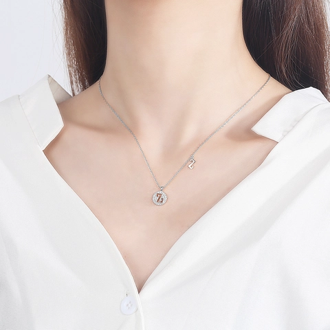 925 Sterling Silver Alphabet Initial Letter Pendant Necklace Micro Pave Zirconia Round Personalized Jewelry For Women Girls