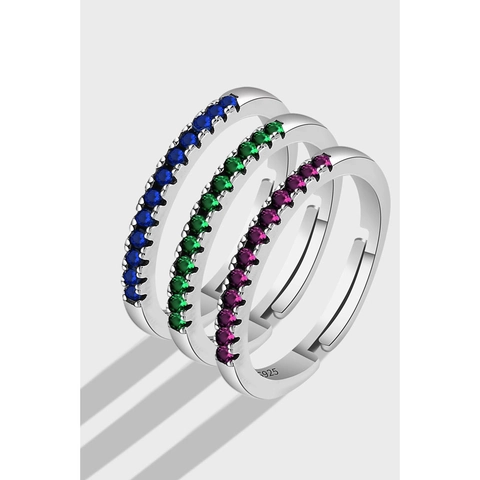 925 Sterling Zilver Open Ring Voor Dames Gekleurde Zirkonia Ingelegde Verstelbare Vintage Minimalistische Sieraden