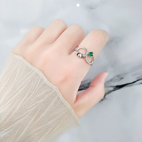 925 Sterling Silver Infinity Heart Rotating Anti Anxiety Ring For Women Adjustable Birthstone Zircon Fidget Jewelry Gift