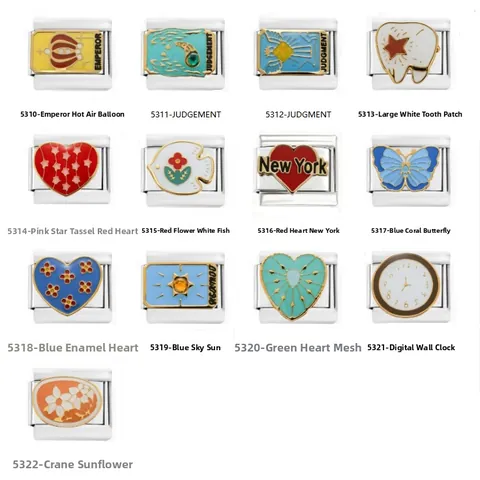 Stainless Steel Italian Charm Links For Modular Bracelet Enamel Tarot Card Heart Butterfly Flower DIY Jewelry Accessories For Unisex