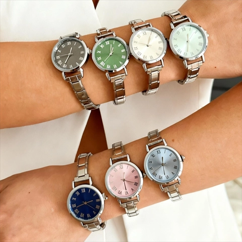 Trendy Dames Kwartshorloge DIY Roestvrij Staal Afneembare Modulaire Band Romeinse Cijfers Ronde Wijzerplaat Mode
