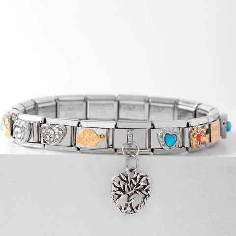 Stainless Steel Italian Charm Link For DIY Modular Bracelet Animal Flower Butterfly Crown Inlaid Rhinestone Charms Bracelet Accessories For Women Men