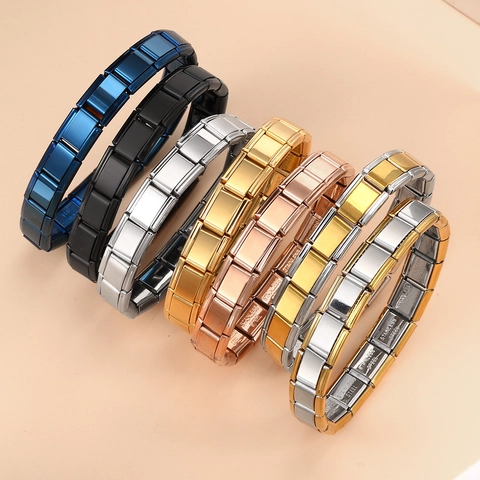 Italiaanse Charm Armband Roestvrij Staal Modulaire Schakel Elastische Rekbare Band Voor Heren Dames Sieraden