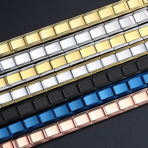 Link per Bracciale Modulare Italiano in Acciaio Inossidabile per DIY Giunzione Elastica Glieder Geometrici Quadrati Gioielli Personalizzati