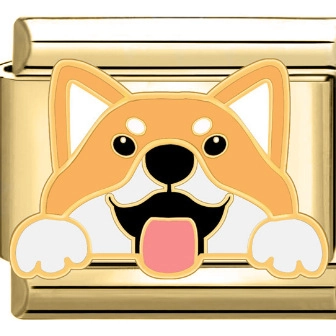 Link per Bracciale Italian Charm Modulare in Acciaio Inossidabile Oro Argento Motivo Cane Cartone Animato Accessori Gioielli DIY Unisex