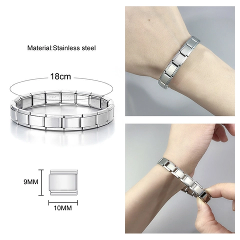 Minimalist Stainless Steel Italian Charm Bracelet Link For DIY Jewelry Making Modular Stretchable Metal Wristband unisex