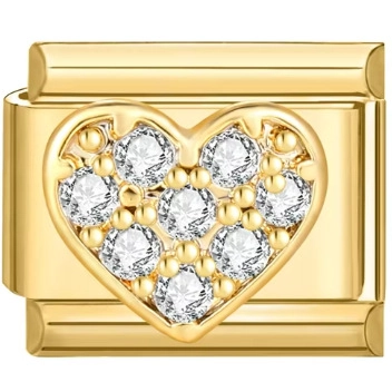 Gold Plated Stainless Steel Italian Charm Link Heart Bowknot Zirconia Enamel DIY Composable Bracelet Modular Jewelry Accessories