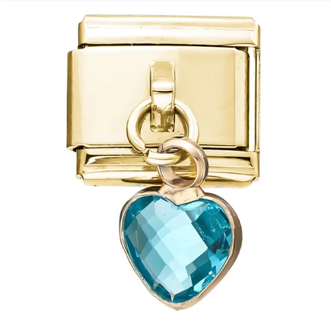 9mm Italienischer Charm Link Edelstahl Vergoldet Herz Edelstein Anhänger DIY Modularer Armband Schmuck Zubehör Damen Geschenk