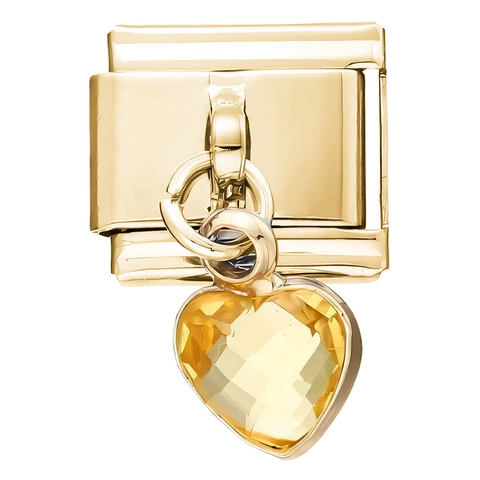 9mm Italienischer Charm Link Edelstahl Vergoldet Herz Edelstein Anhänger DIY Modularer Armband Schmuck Zubehör Damen Geschenk