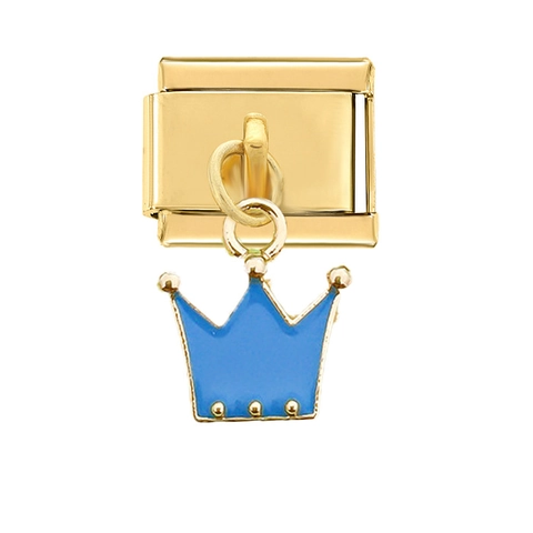 Gold Plated Stainless Steel Italian Charm Link Flower Crown Cloud Drip Oil Enamel DIY Modular Bracelet Link For Women Jewelry