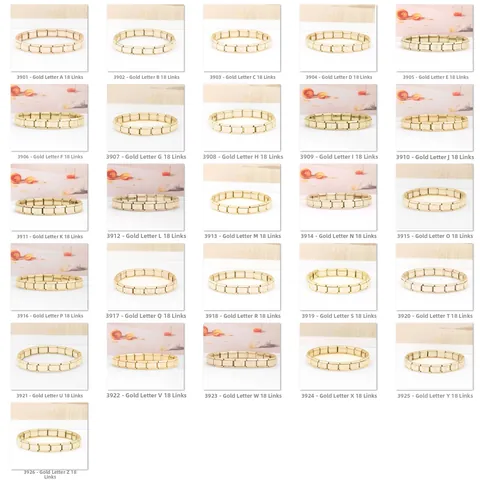 Gold Stainless Steel Italian Charm Bracelet 18 Sections Modular Link Bracelet Alphabet Letter Embossed Jewelry For Women Men Gift
