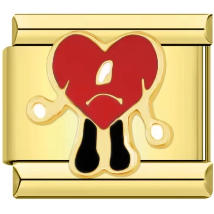 Stainless Steel Italian Charm Link 9mm Modular DIY Jewelry Parts Gold Enamel Heart Starry Night Pattern For Women Bracelet