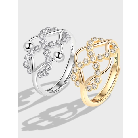 Anillo de Ansiedad de Plata de Ley 925 Símbolo de Infinito Apertura Ajustable Fidget Spinner Anillo Con Zirconia Joyería Mujer