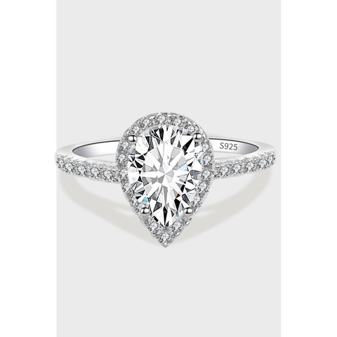 Luxus 925 Sterlingsilber Birnenform Zirkonia Halo Ring Für Damen Hochzeit Party Eleganter Simulierte Diamant Finger Schmuck