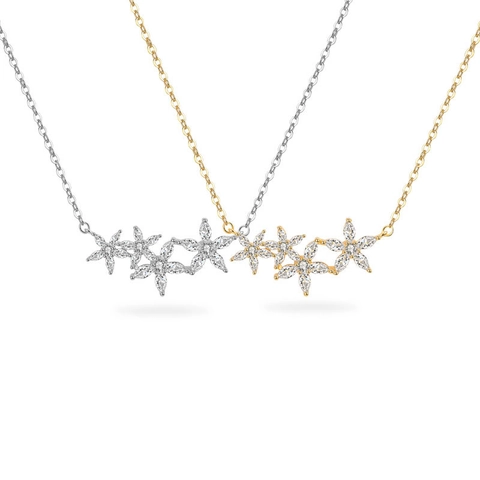 925 Sterling Silver Flower Pendant Necklace 18K Gold Plated Zirconia Inlaid Minimalist Jewelry For Banquet Wedding Gift Women